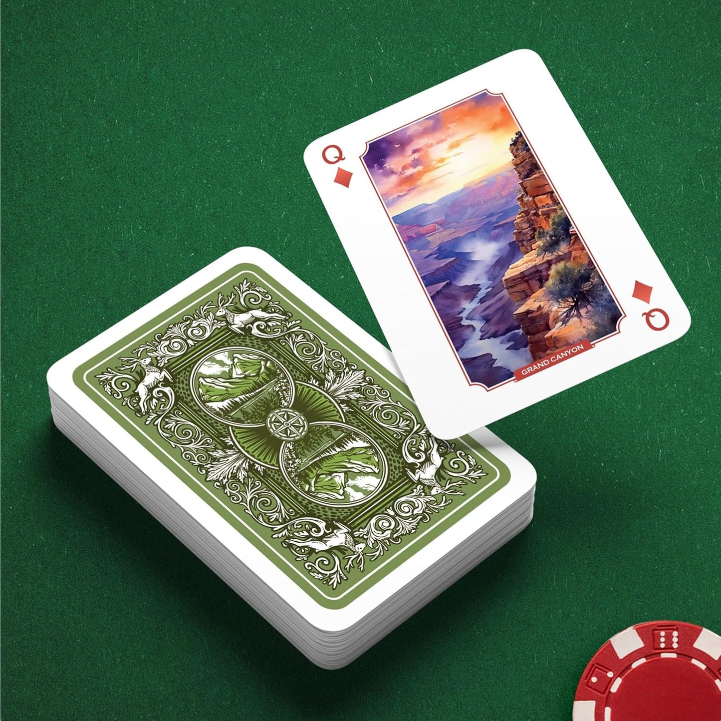 Underdog Games National Parks Themed Playing Cards | 52 Pieces of Stunning Custom Art | Unique Park for Every Card in The Deck