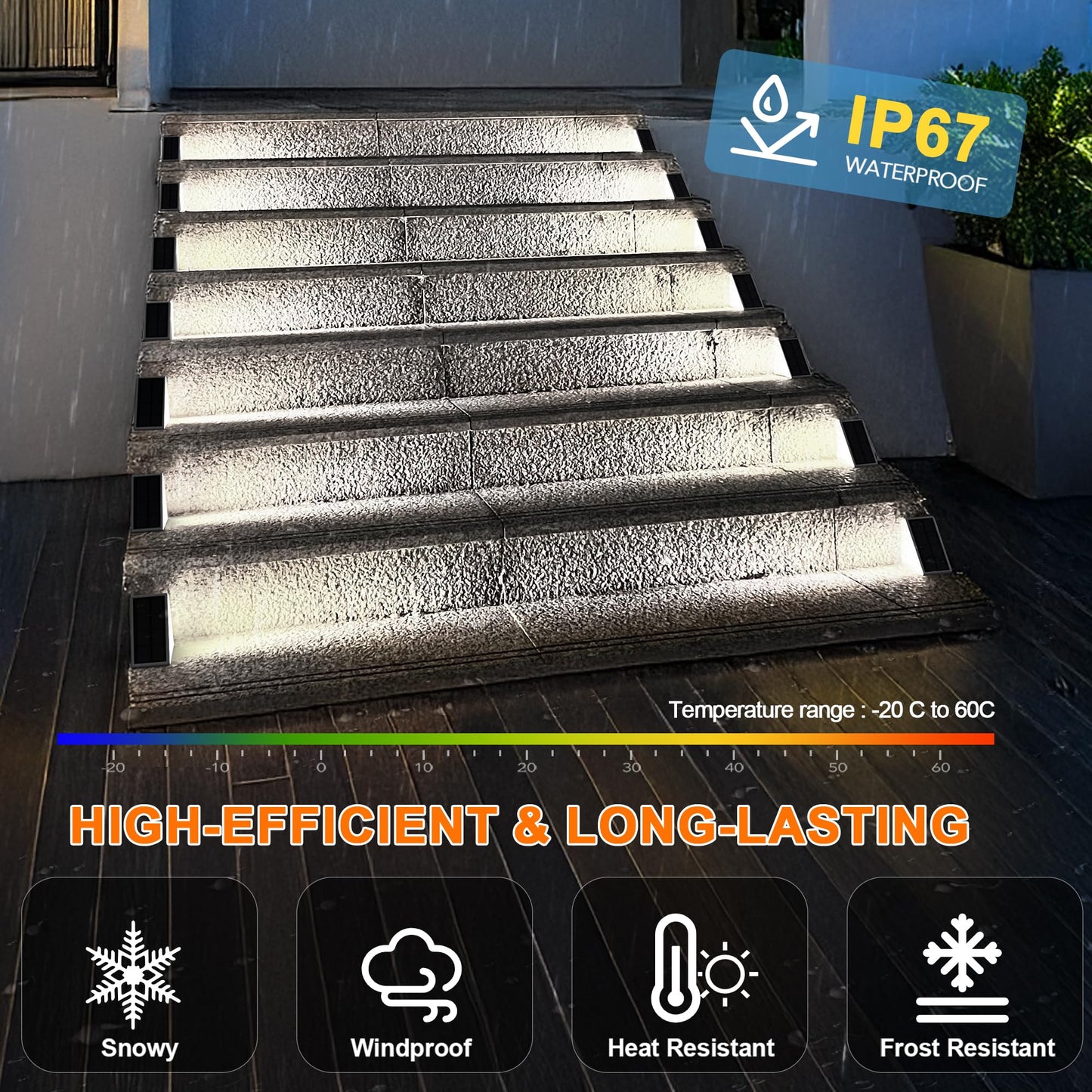 AUDLES LED Solar Step Lights Waterproof Outdoor Stair Lights, Solar Deck Light Outdoor Decor IP67 Solar Lights for Yard, Patio, Garden, Walkways, Front Door, Pathway, Driveway (12)