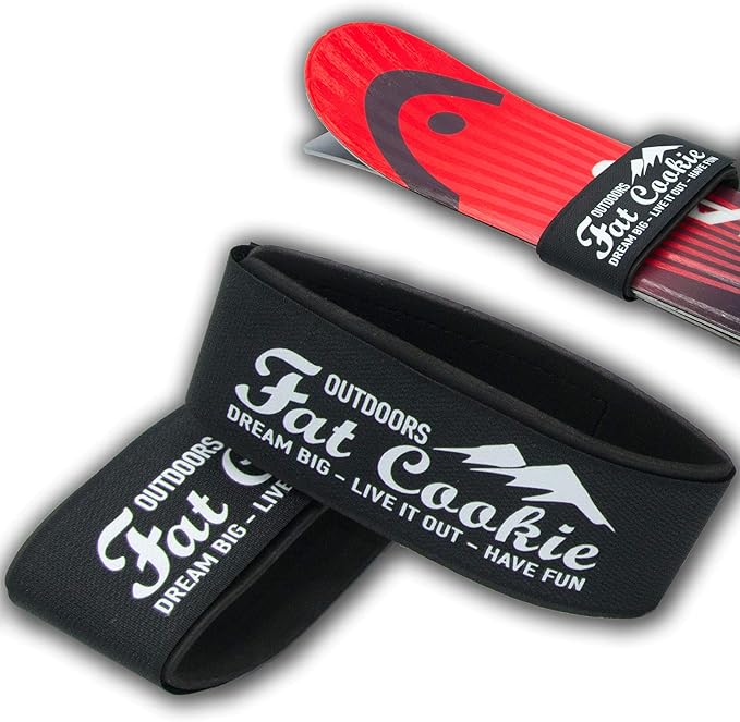 Fat Cookie Outdoors Ski Straps – Hook and Loop Ski Carrier with EVA Padding – Compact Universal Fit for Carrying Narrow an...