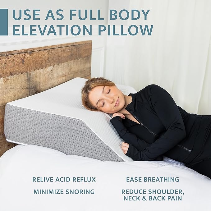 Kolbs EXTRA WIDE Leg Elevation Pillow | Chic Jacquard Cover | XL and WIDE for More Comfort Bed Wedge Pillow | Knee Pillow Leg Pillow | Wedge Pillow for Legs | Leg, Knee, Ankle Elevation Post Surgery