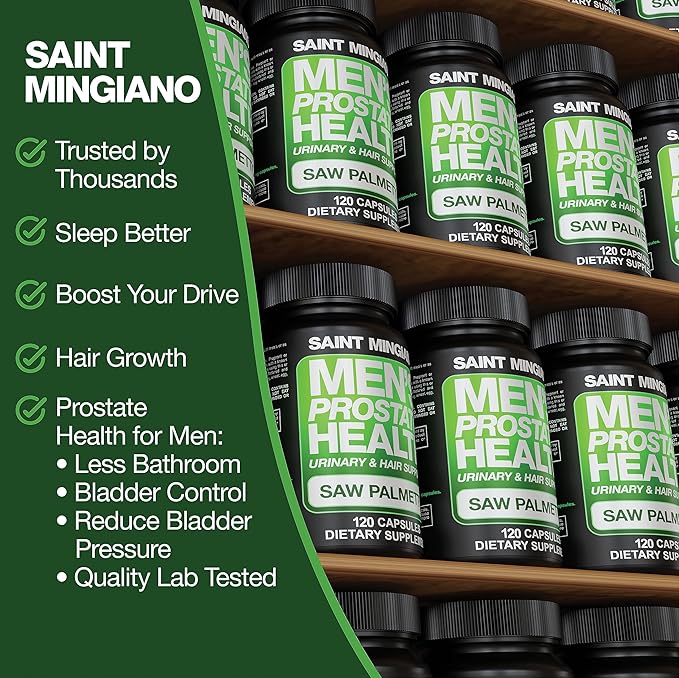 Men's Prostate Health Supplement - 120 Capsules of Advanced Prostate Support for Men with Saw Palmetto, Supporting Urinary Function and Hair Health – 3 Months Supply of Natural Herbal Supplements