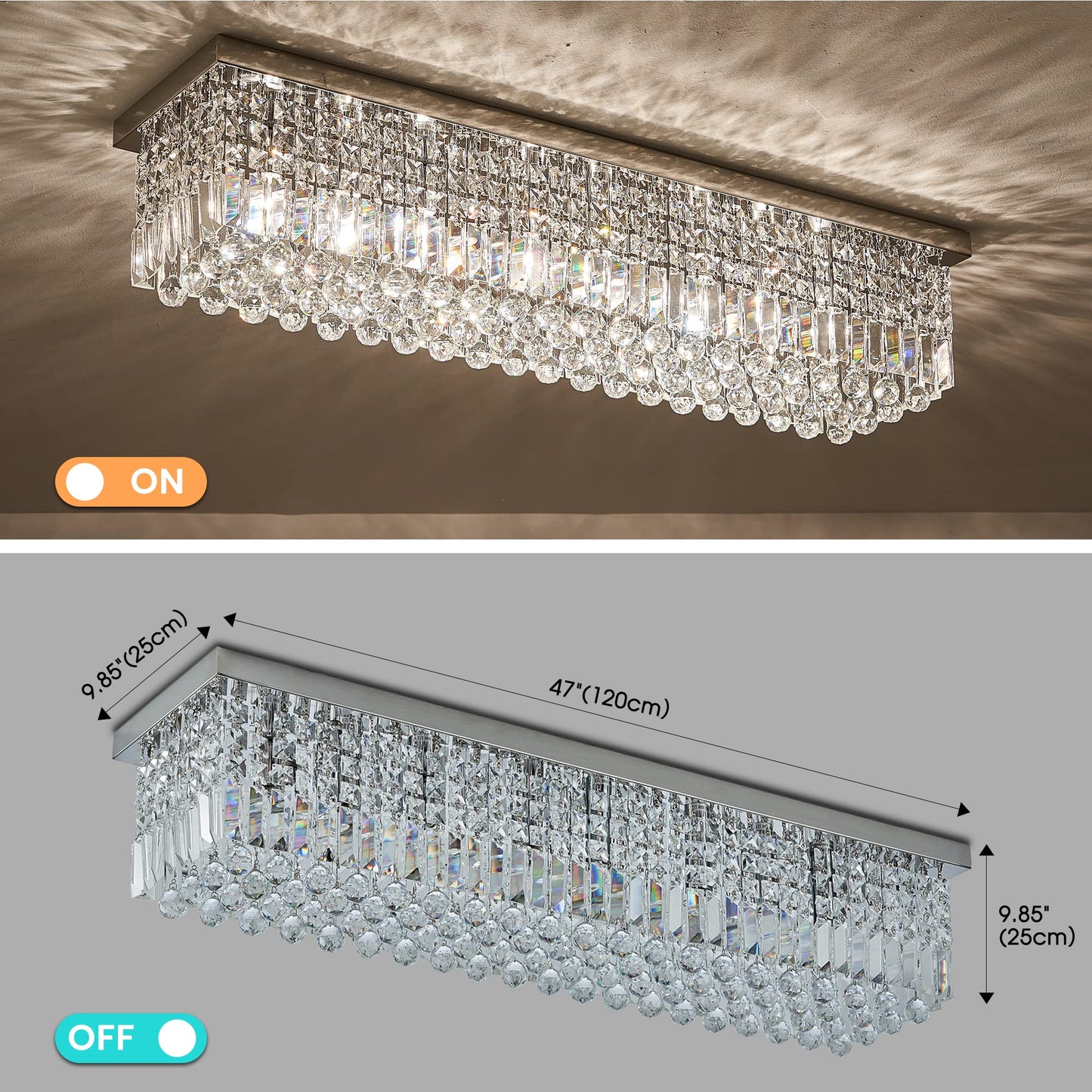 7Pm Modern Large Chandeliers - 47.2 Chrome Stainless Steel Dining Room Light Fixture, Model Cl010896