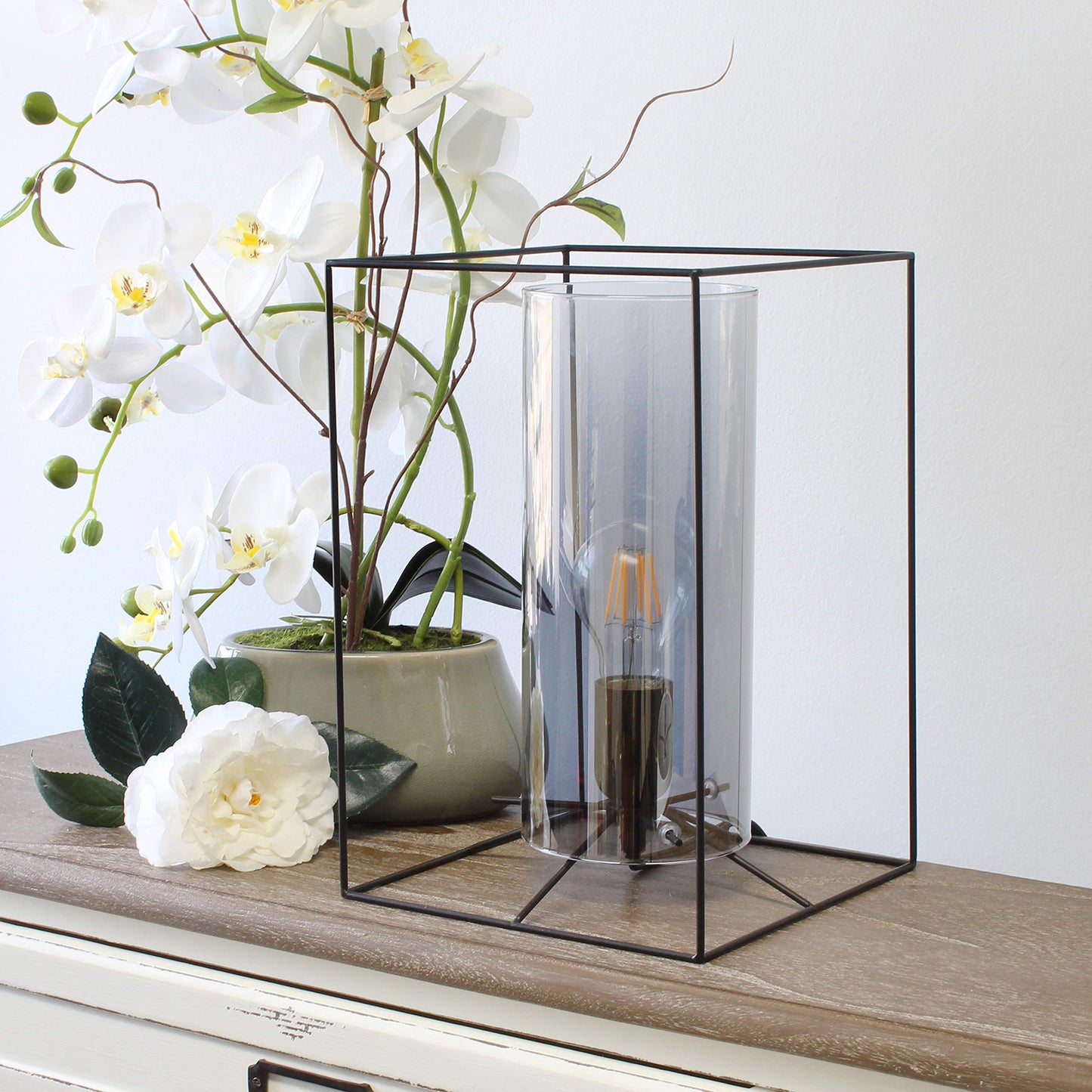 Elegant Designs Table Lamp LT2070-SMK Metal Black & Smoke Large 11.8in