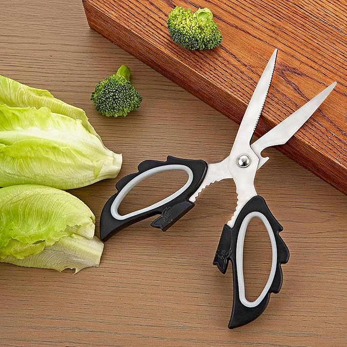 Livin Angel Wings Cat Style Kitchen Ambidextrous Scissors for Women, Large Grip Openings Utensils, Halloween Kitchen Accessories for Vegetables Meat Cutting, Comfortable Ergonomic Fit for Office