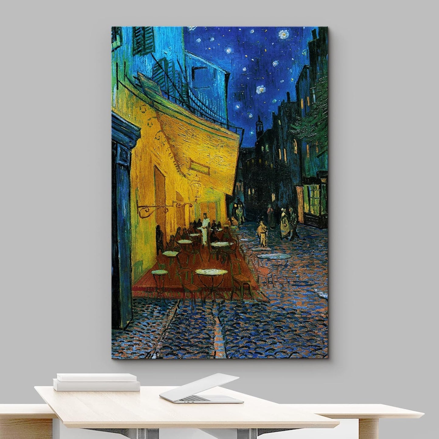 wall26 Canvas Print Wall Art Cafe Terrace at Night by Master Artist Vincent Van Gogh Nature Wilderness Illustrations Fine Art Relax/Calm Multicolor for Living Room, Bedroom, Office - 32"x48"