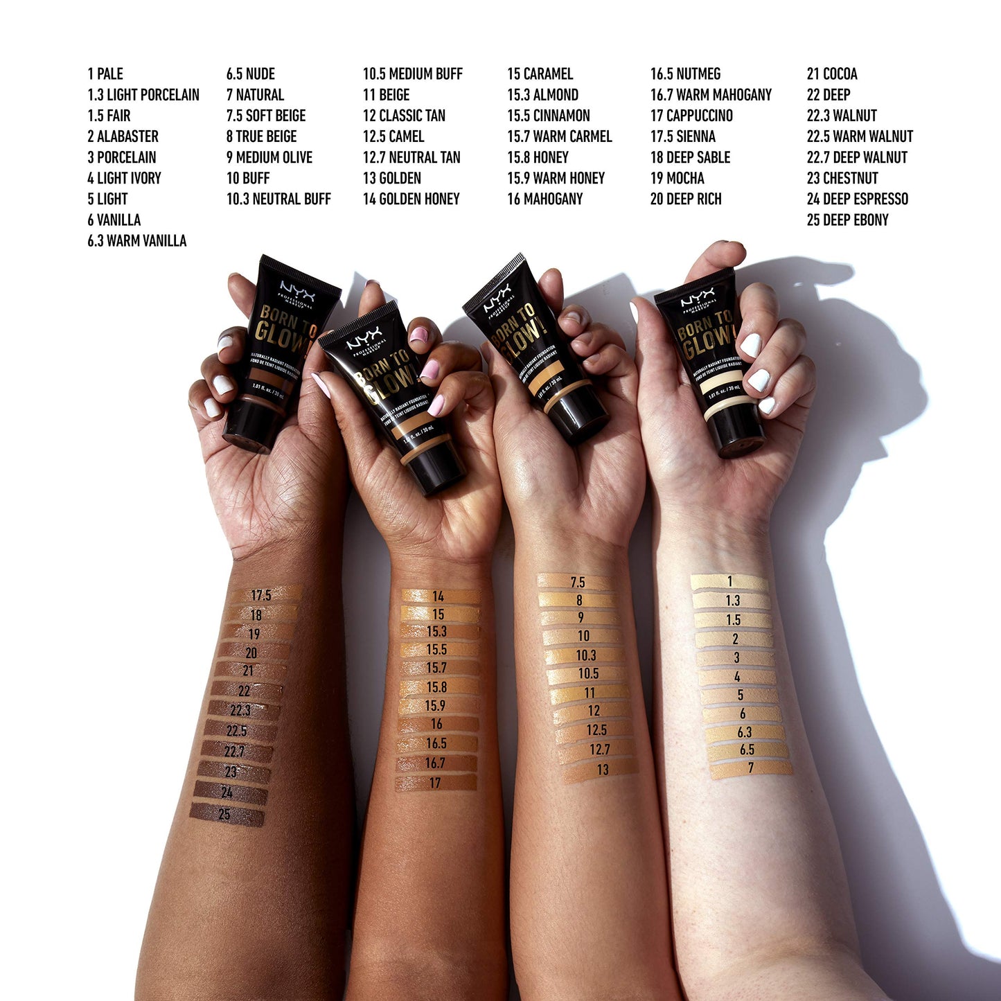 NYX PROFESSIONAL MAKEUP Born To Glow Naturally Radiant Foundation, Medium Coverage - Natural