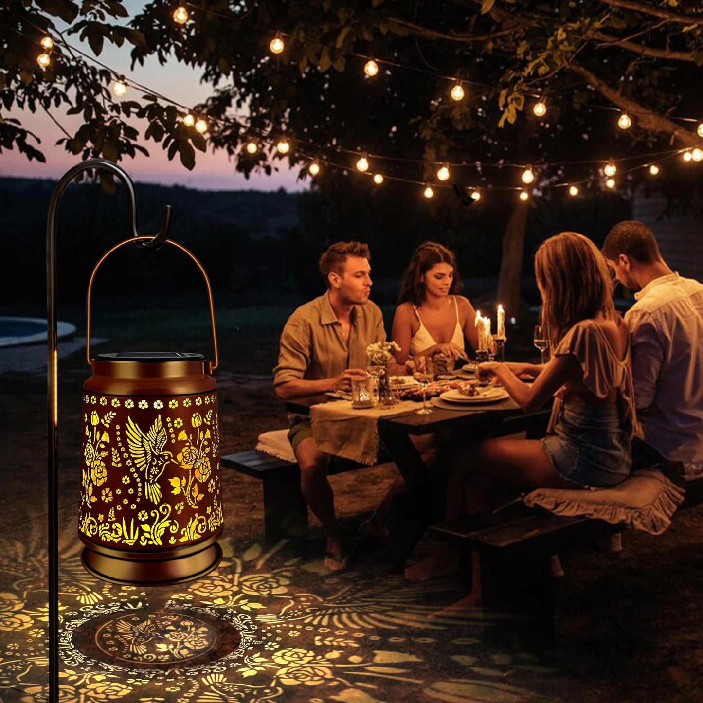 Ky&Bosam Solar Hummingbird Lanterns Outdoor Waterproof Led 300 Lumens Metal Hanging Outside Lantern Lights Decorative For Yard Backyard Porch Garden Decorations Birthday Gifts For Women Mom Grandma