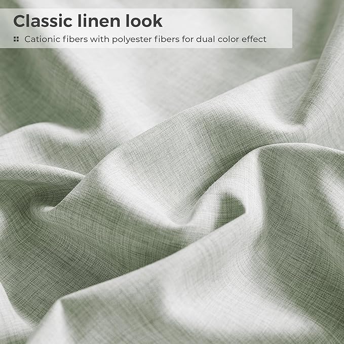 King Sheets Sage Green, Ultral Soft Cationic Linen Look Sheets, Luxury Cooling Cozy Bed Sheet Set with Non-Slip Fitted Sheet