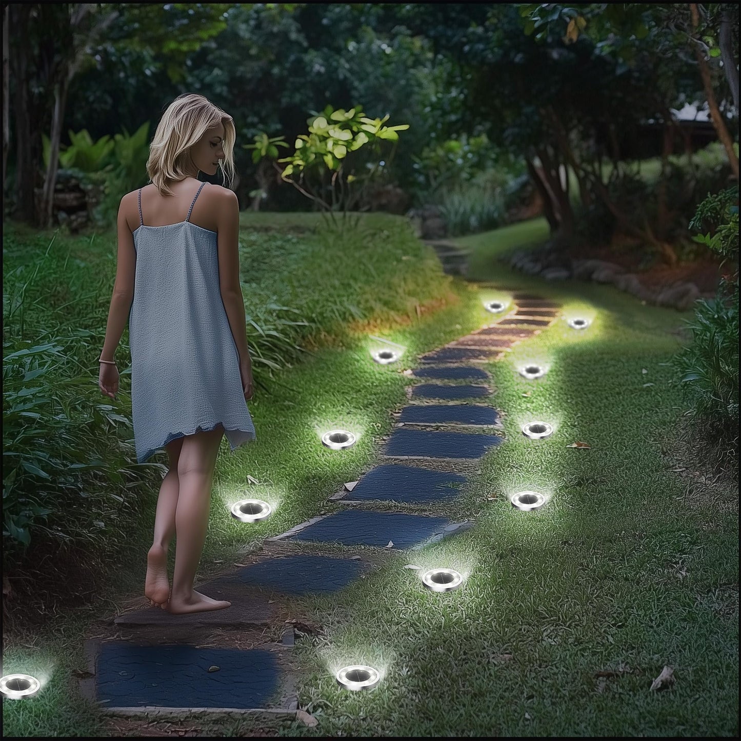 Incx Solar Ground Lights  8 Pack Solars Light Outdoor Waterproof  Solar Garden Lights Landscape Lighting For Patio Pathway Lawn Yard Deck Driveway Walkway  Cold White