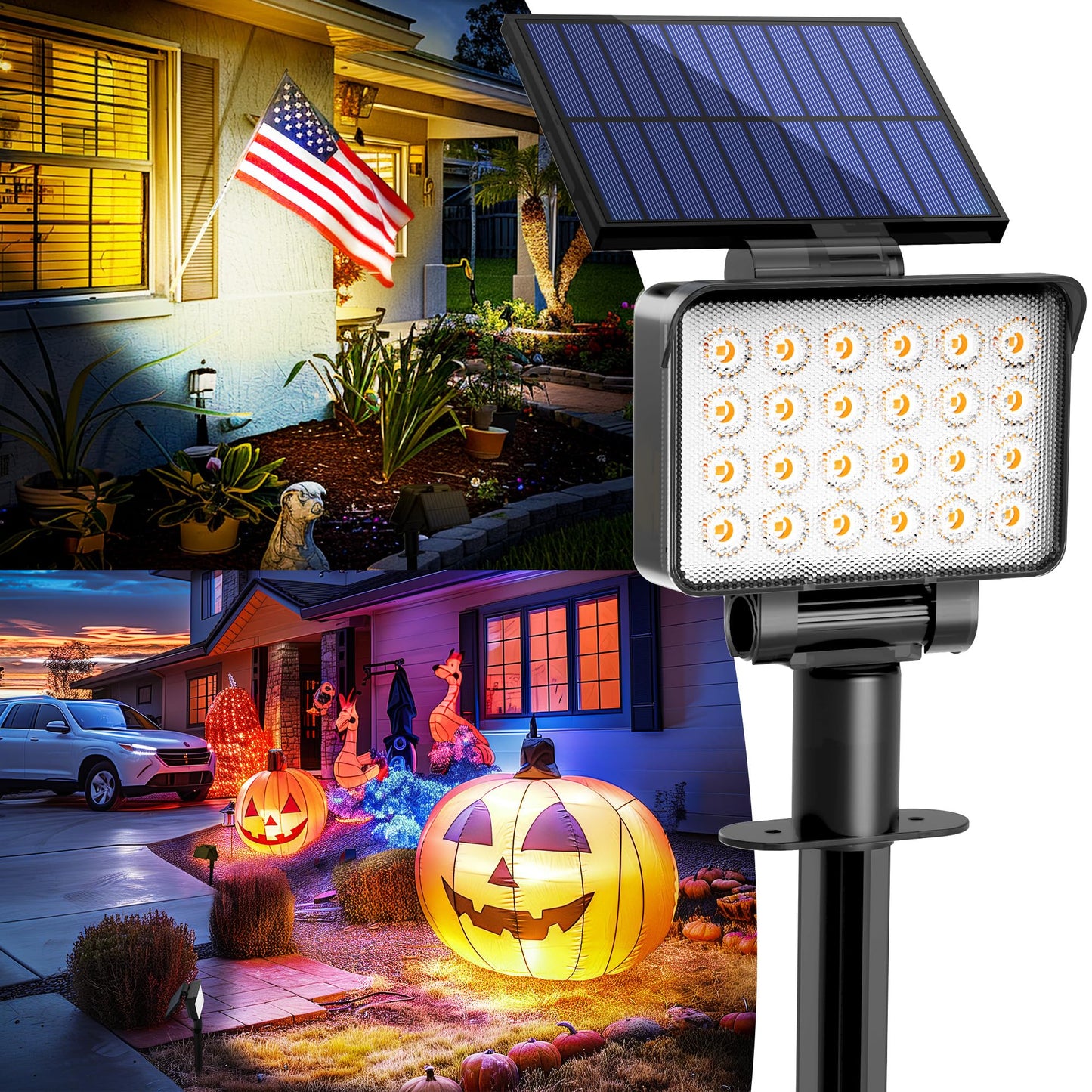 AUDERWIN Solar Spot Lights - Waterproof Landscape Accent Uplighting, Warm White, 4 Pack, Model 9154