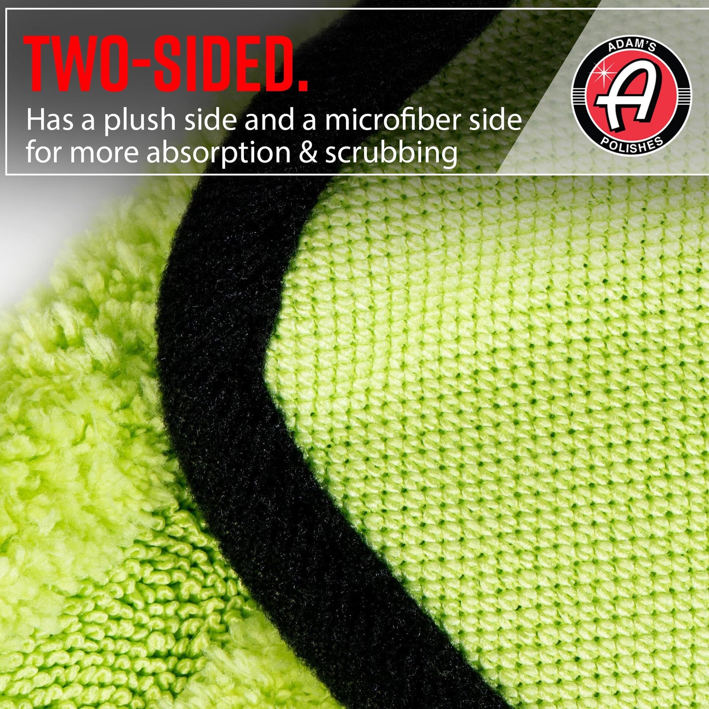 Adam's Polishes Microfiber Glass Cleaning Towel - Two Sided, Streak Free Glass Cleaning Towel - Soft Satin Stitched Edges 540 GSM (6 Pack)