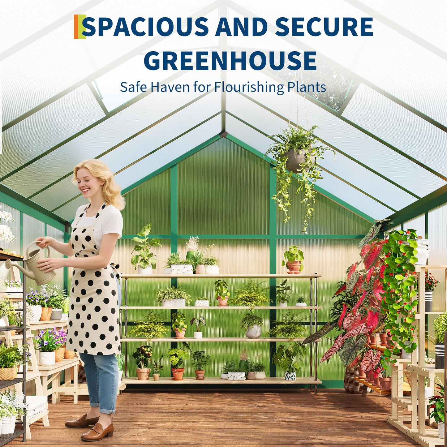 IDEALHOUSE 6×10 FT Greenhouse, Large Walk in Greenhouses for Outdoors and Garden Planting, Polycarbonate Greenhouse with Enhanced Aluminum Frame, Green Houses with Quick Setup Structure and Roof Vent