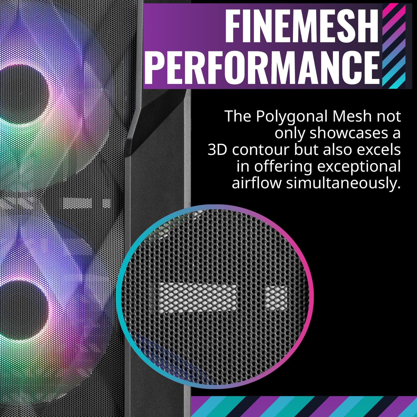 Cooler Master Td500 Mesh V2 Airflow Atx Mid-Tower Case, Polygonal Mesh, Crystalline Tempered Glass, Removable Top Panel, 3X Cust