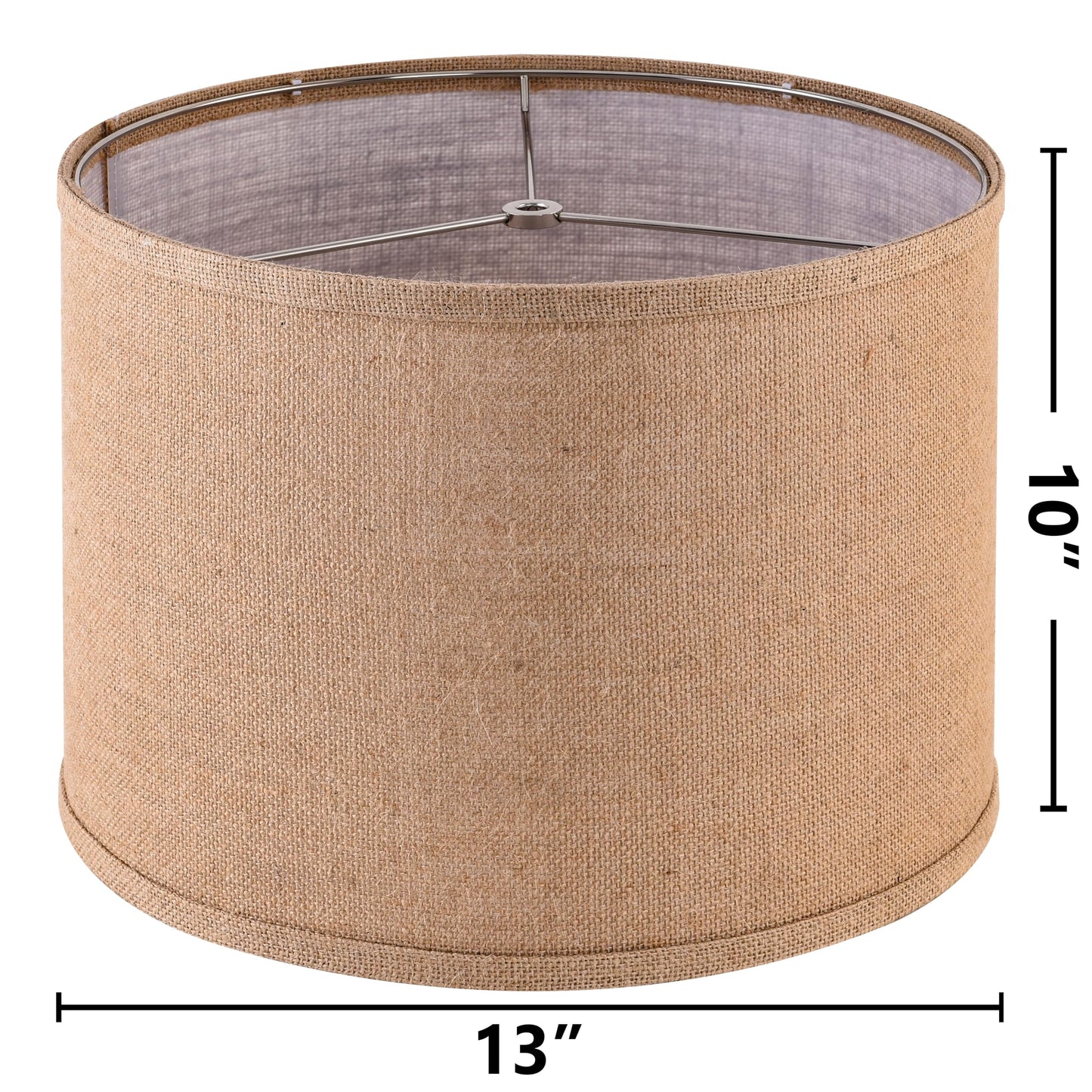 Papaya Drum Lampshade Set Of 2, 13 Brown Burlap Linen Shades, Model P504B