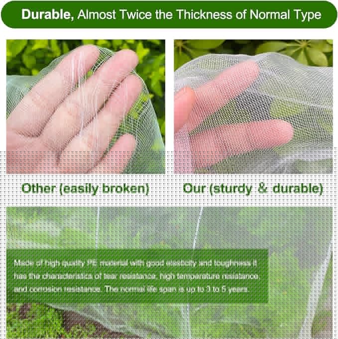 Garden Netting, Jevrench Durable Ultra Fine Garden Netting, Garden Plant Cover Row Cover Makes Plants, Vegetables, Fruits, and Flowers Grow Better (8ft x 25ft)