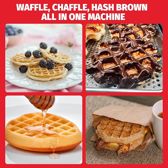 Double Mini Waffle Maker Machine, Chaffle Maker, Waflera Electrica, Small Waffle Iron for Waffles, Keto Chaffles, Hash Browns, Cookies, 4 Inch
