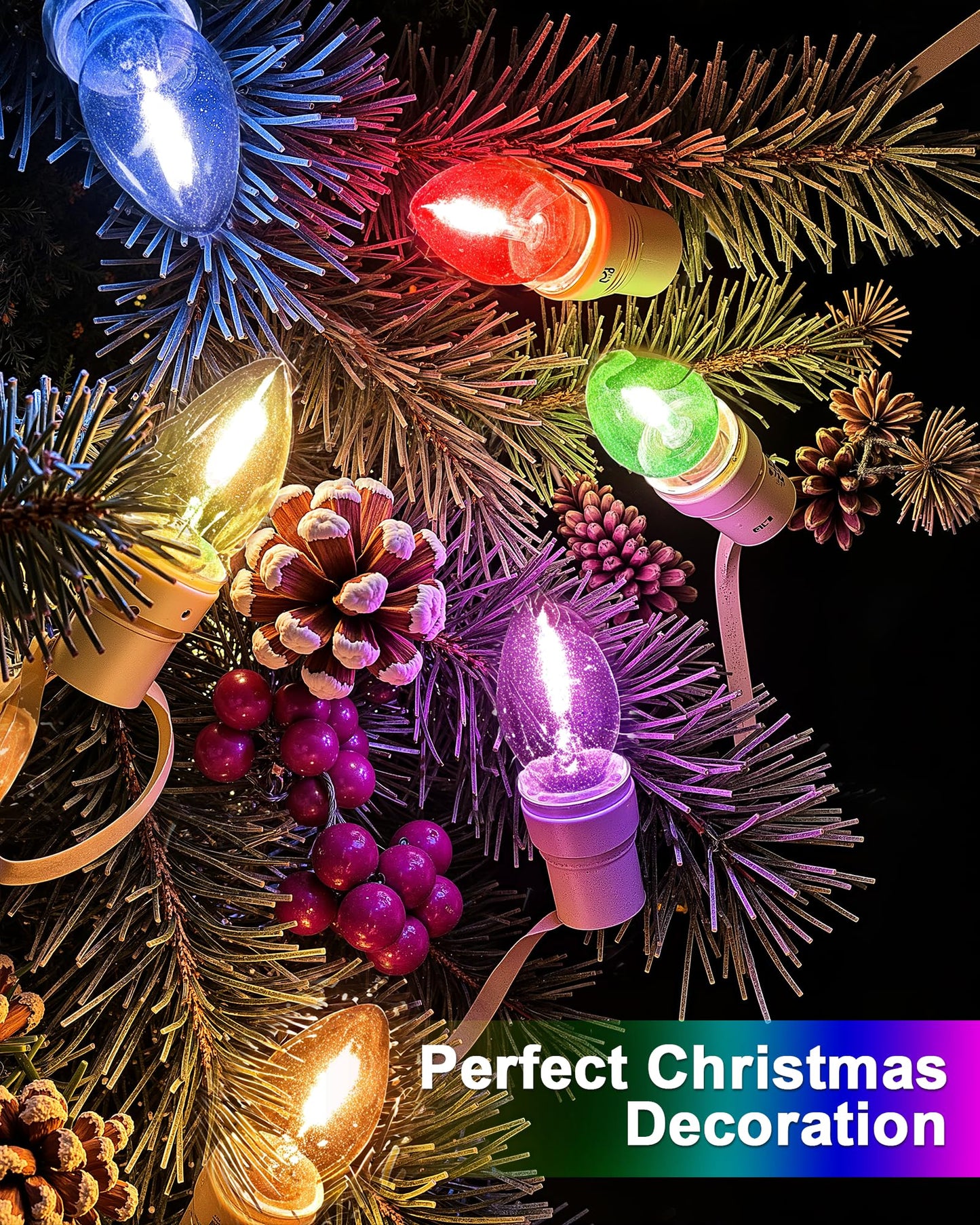 C7 Led Green Candle Light Bulbs  0.6W Equivalent 7Watt E12 Base Bulb  Festival Decoration For Indoor&Outdoor Decor  Christmas  Party  Home Lighting  Nightlight  Holiday Lighting  Non-Dimmable  6 Pack
