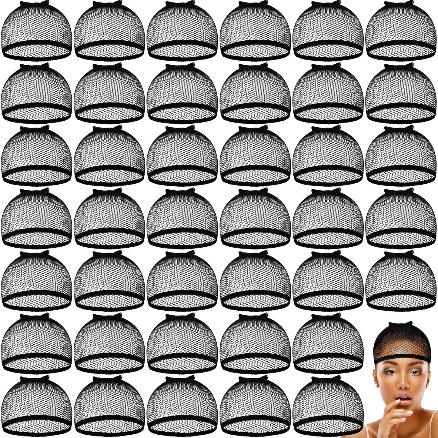 100 Pcs Wig Cap Mesh Wig Cap Net Closed End Hair Net Bald Wig Net Liner Weaving Caps for Kids Women Men Halloween Cosplay (Black