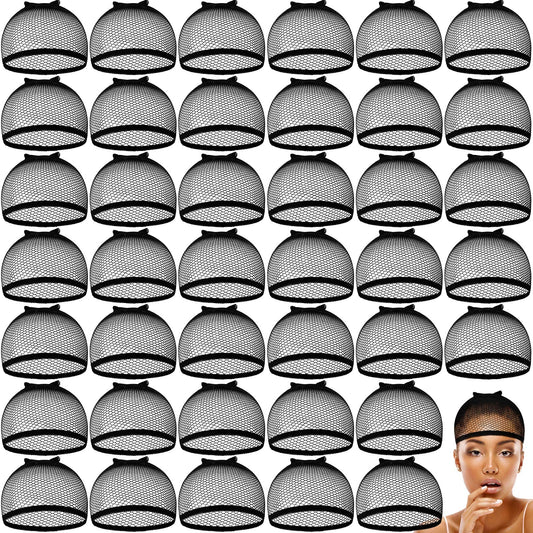 100 Pcs Wig Cap Mesh Wig Cap Net Closed End Hair Net Bald Wig Net Liner Weaving Caps for Kids Women Men Halloween Cosplay (Black