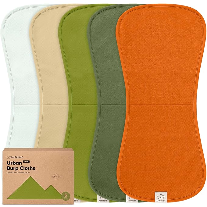 KeaBabies 5-Pack Organic Burp Cloths Baby Girl, Boy - Extra Large, Absorbent Baby Burp Cloths, Soft Burping Cloths for Babies, Newborn Burp Clothes, Cotton Burp Rags, Thick Burp Cloth (Palms/Quin)