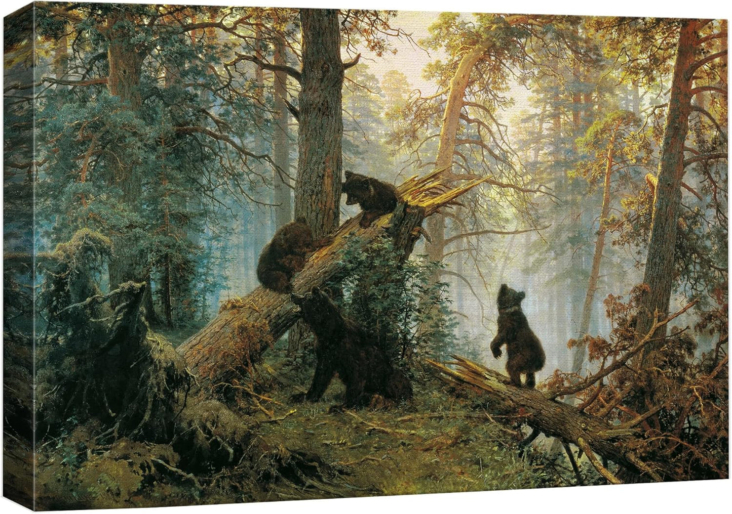 wall26 Canvas Print Wall Art Black Bears in The Spring Forest Nature Wilderness Illustrations Modern Art Rustic Scenic Colorful Multicolor for Living Room, Bedroom, Office - 24"x36"