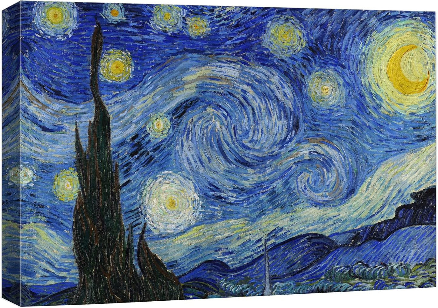 wall26 Canvas Print Wall Art Vincent Van Gogh's Starry Night Architecture & Maps Building Mixed Media Modern Art Urban for Living Room, Bedroom, Office - 16"x24"