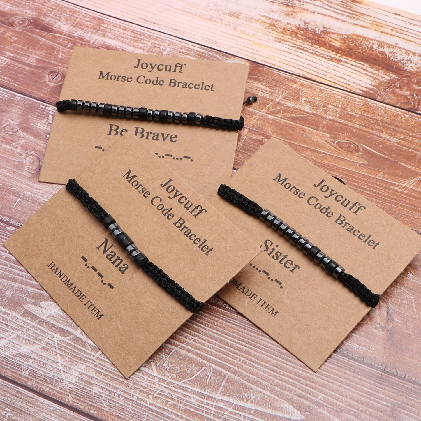 JoycuFF Always Together Inspirational Friendship Morse Bracelets for Women Best Friend Men Unique Black Beads Hand Made Birthday