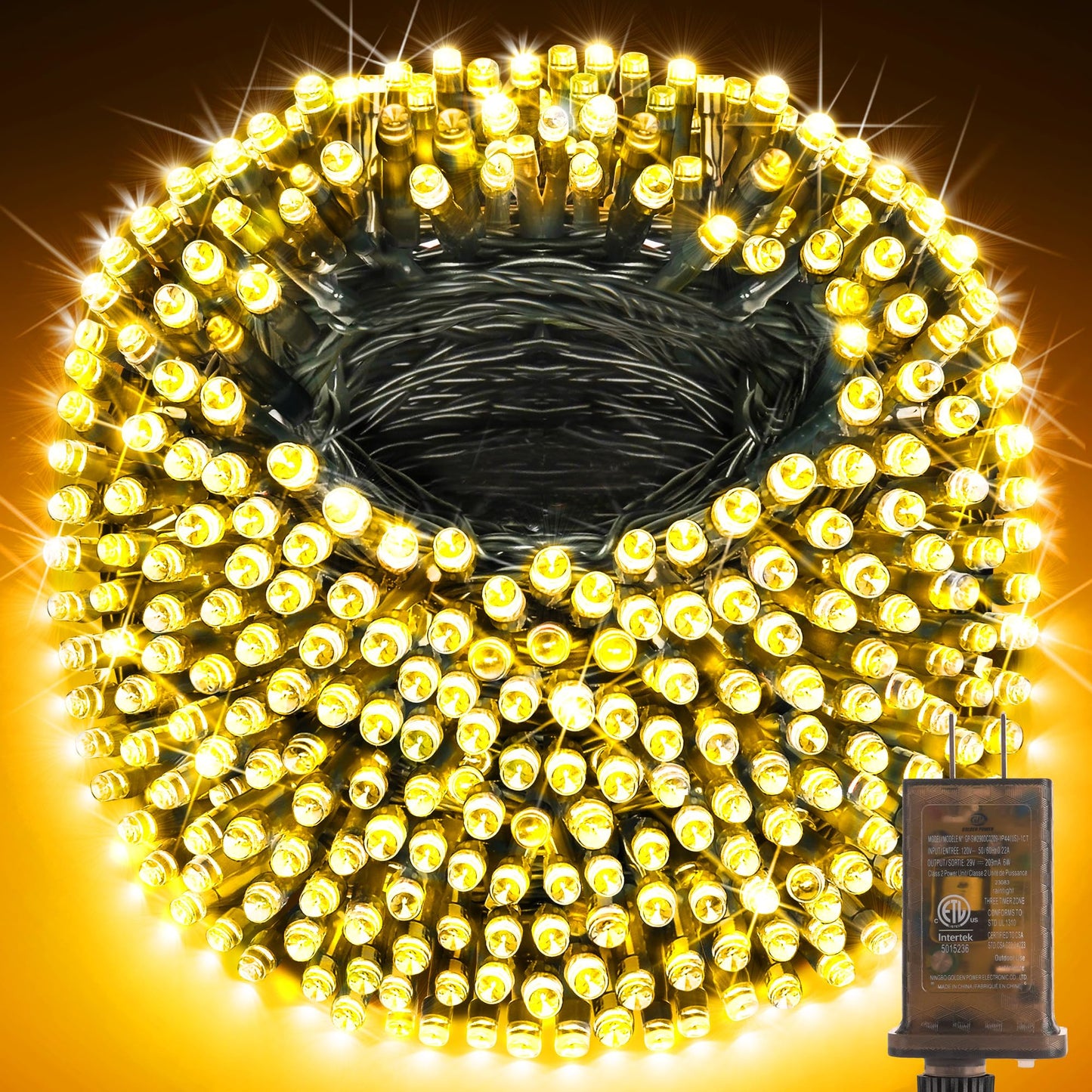 KNONEW 1000 LED String Lights, 403ft Dark Green Wire, Warm White, 8 Modes, Timer, Waterproof for Outdoor Christmas Decorations