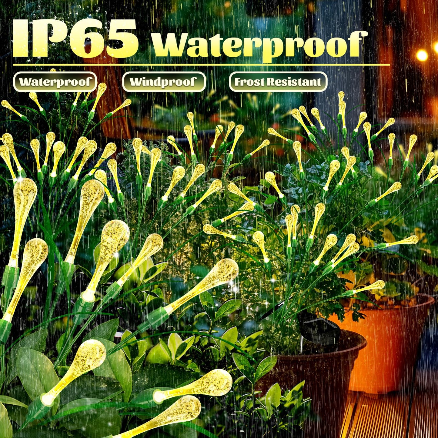 Anordsem Solar Garden Lights Outdoor: 8 Removable Pvc Water Drop Light Heads 2 Pack - Waterproof Diy Fun Decoration For Yard Patio Path - Gardening Gifts For Homeowners Over 30