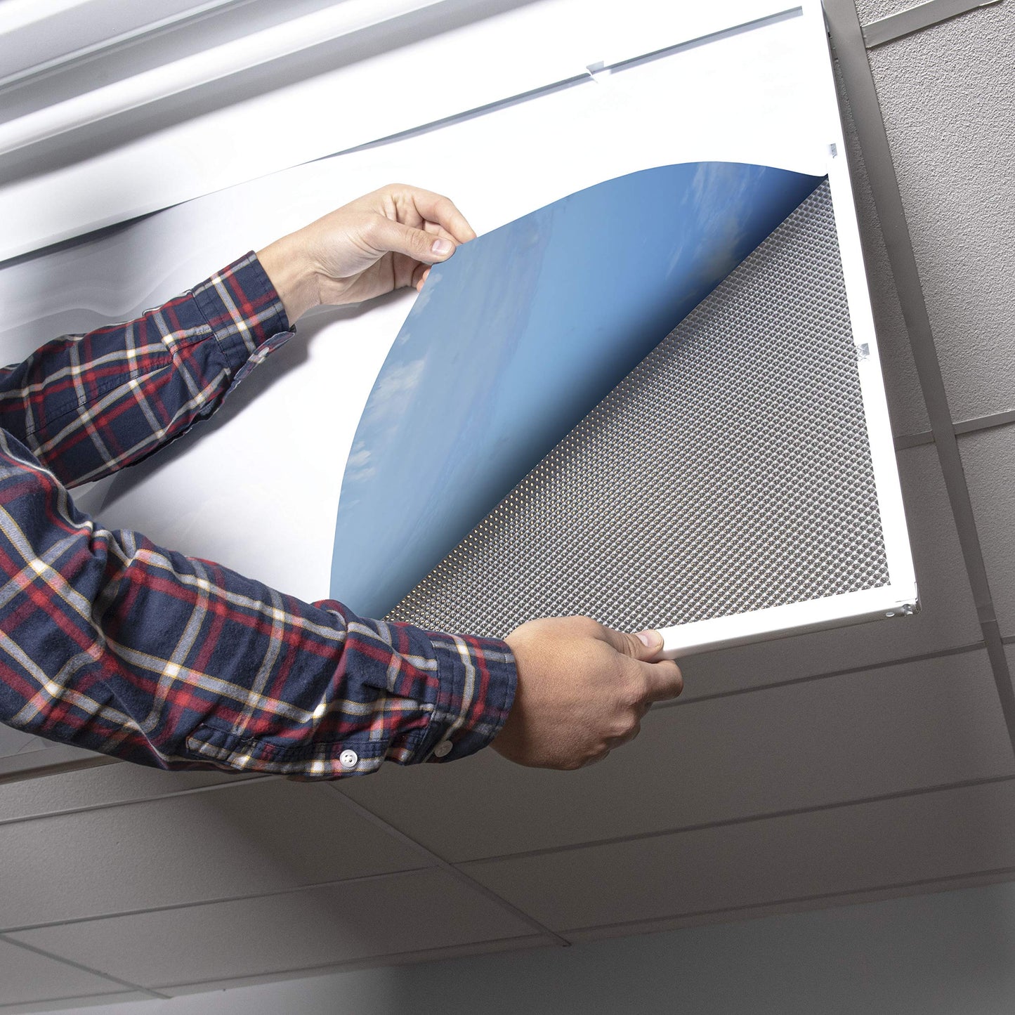 OCTO LIGHTS Fluorescent Light Covers, 2x4, Backlit Film, Cirrostratus, Model CLD-020-2x4, Classroom Use, Improve Focus
