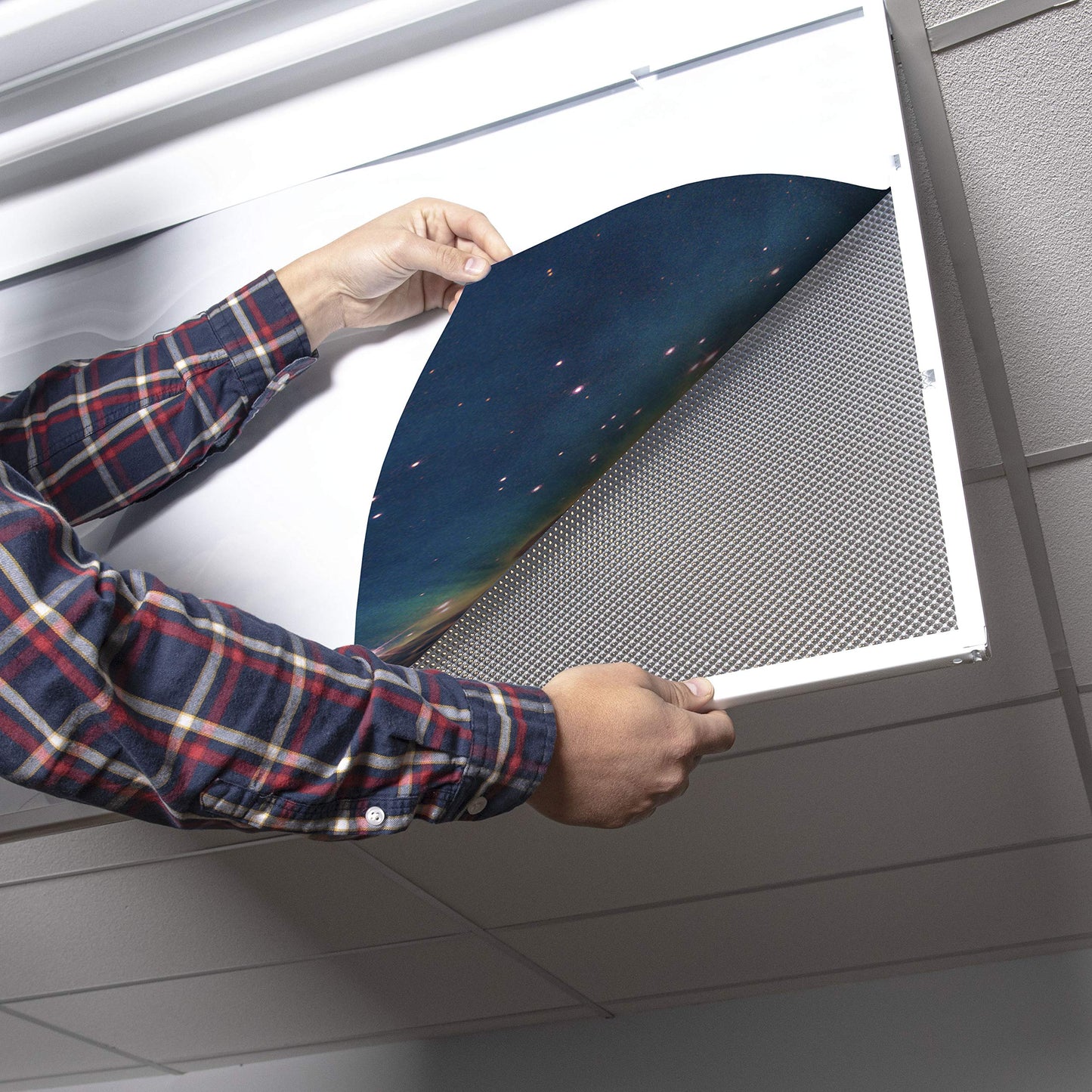 OCTO LIGHTS Fluorescent Light Cover - Backlit Film Insert 2x4 (22.38inx46.5in) Orion Nebula, Pack of 1