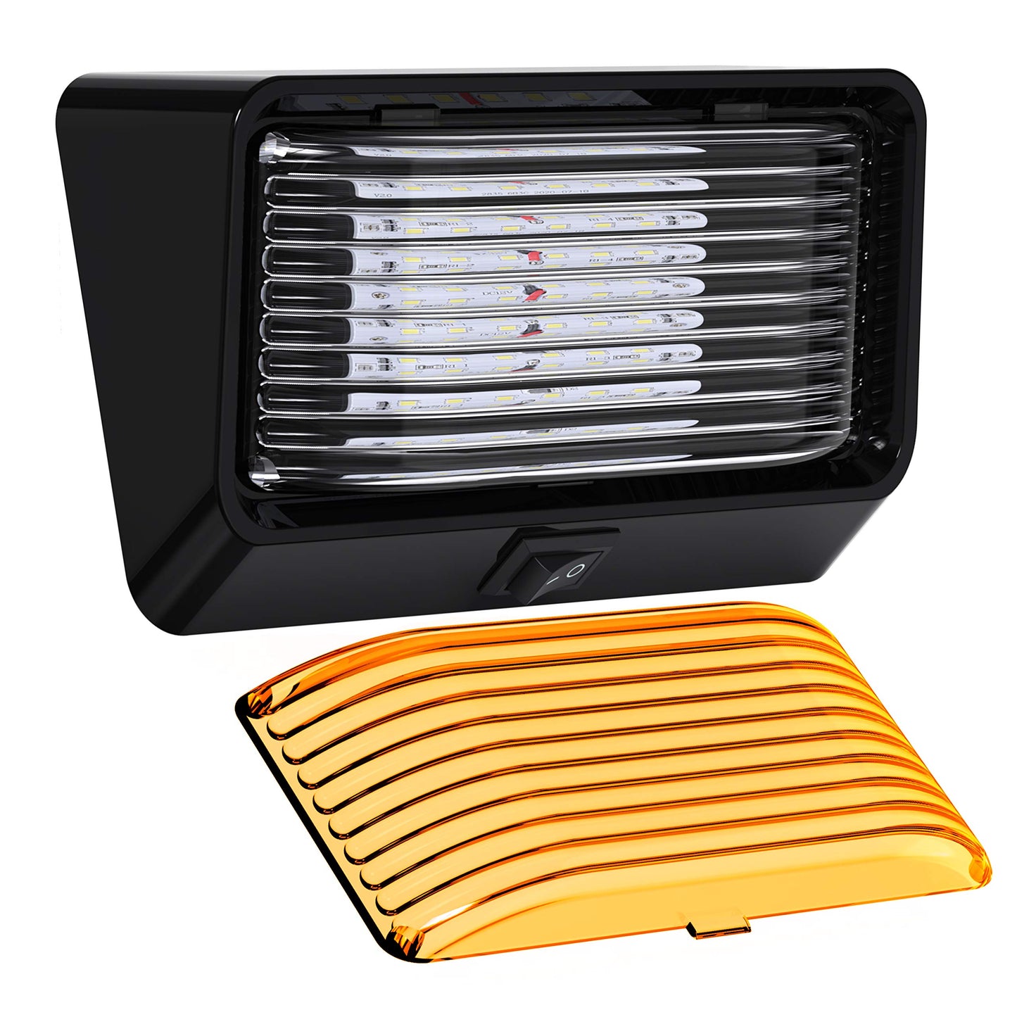 Leisure Led Rv Exterior Porch Light - 12V, 280 Lumen, Black Base, Clear & Amber Lens, 1-Pack, Model 10