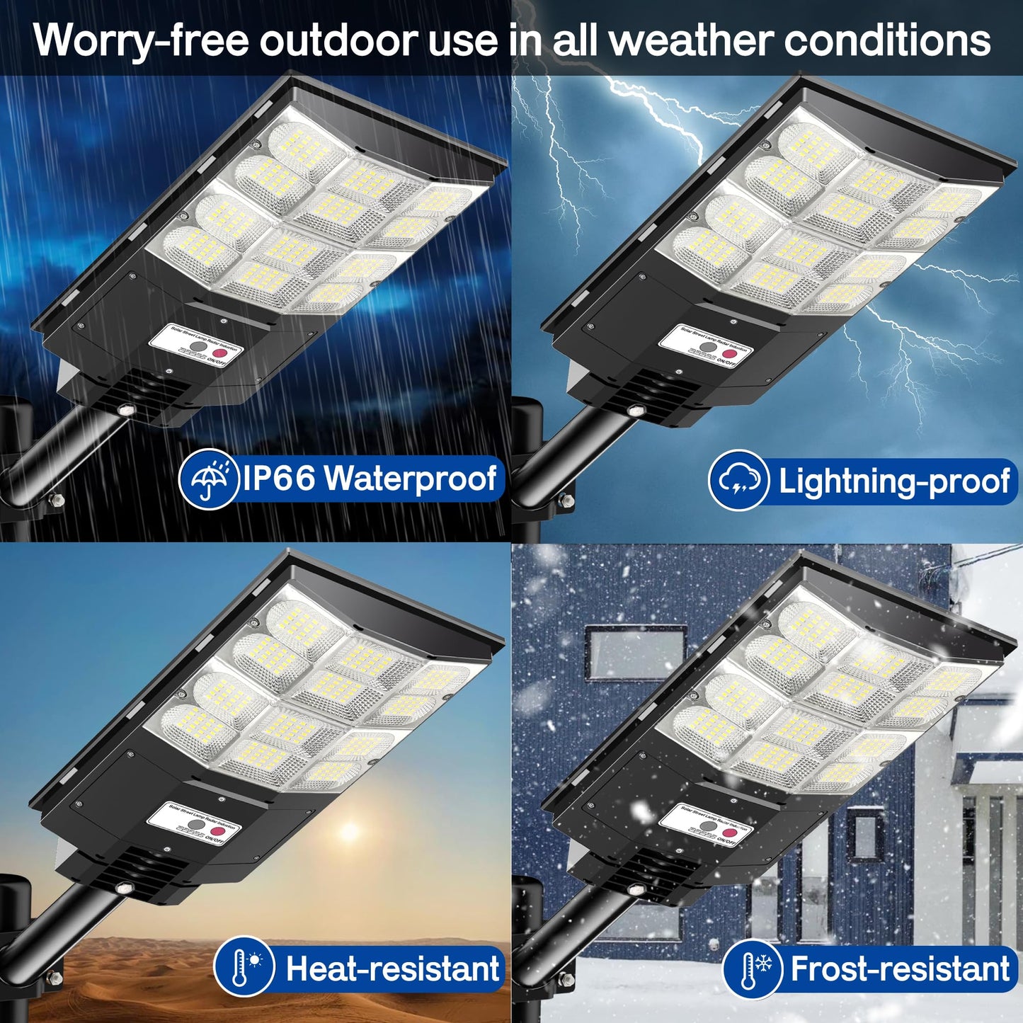 ZARKURE Solar Street Light, 6500K 7000W LED Flood Light, IP66 Waterproof, Motion Sensor, Remote Control, Model YT0004-S, Color YT0004