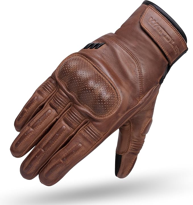 WARDLER Chester Motorcycle Gloves for Men/Women, Cowhide Leather Touchscreen, Summer, Chester Vintage, Knuckle & Finger Pr...