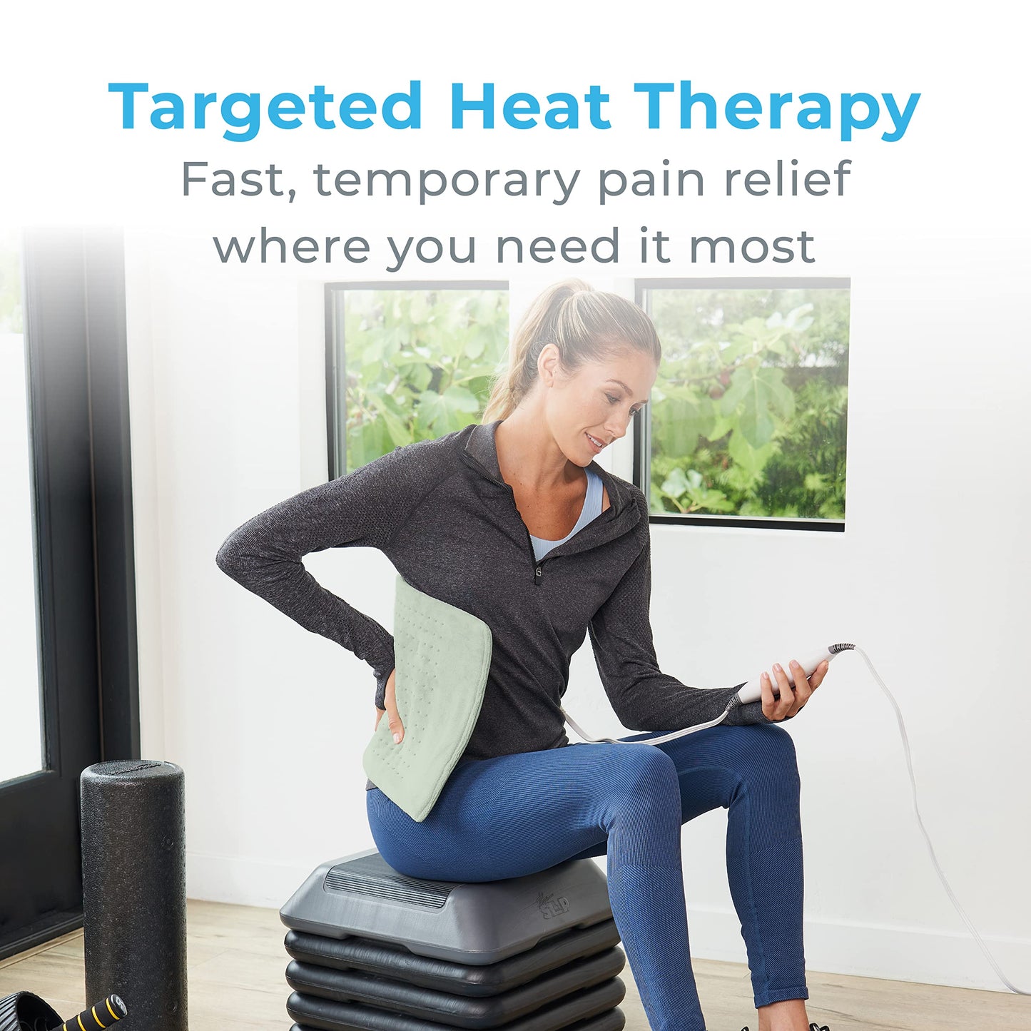 Pure Enrichment PureRelief XL Heating Pad - 12" x 24" Electric Heating Pad for Back Pain & Cramps, 6 Heat Settings, FSA/HSA Eligible, Soft Machine Wash Fabric, Auto-Off & Moist Heat (Zen Green)