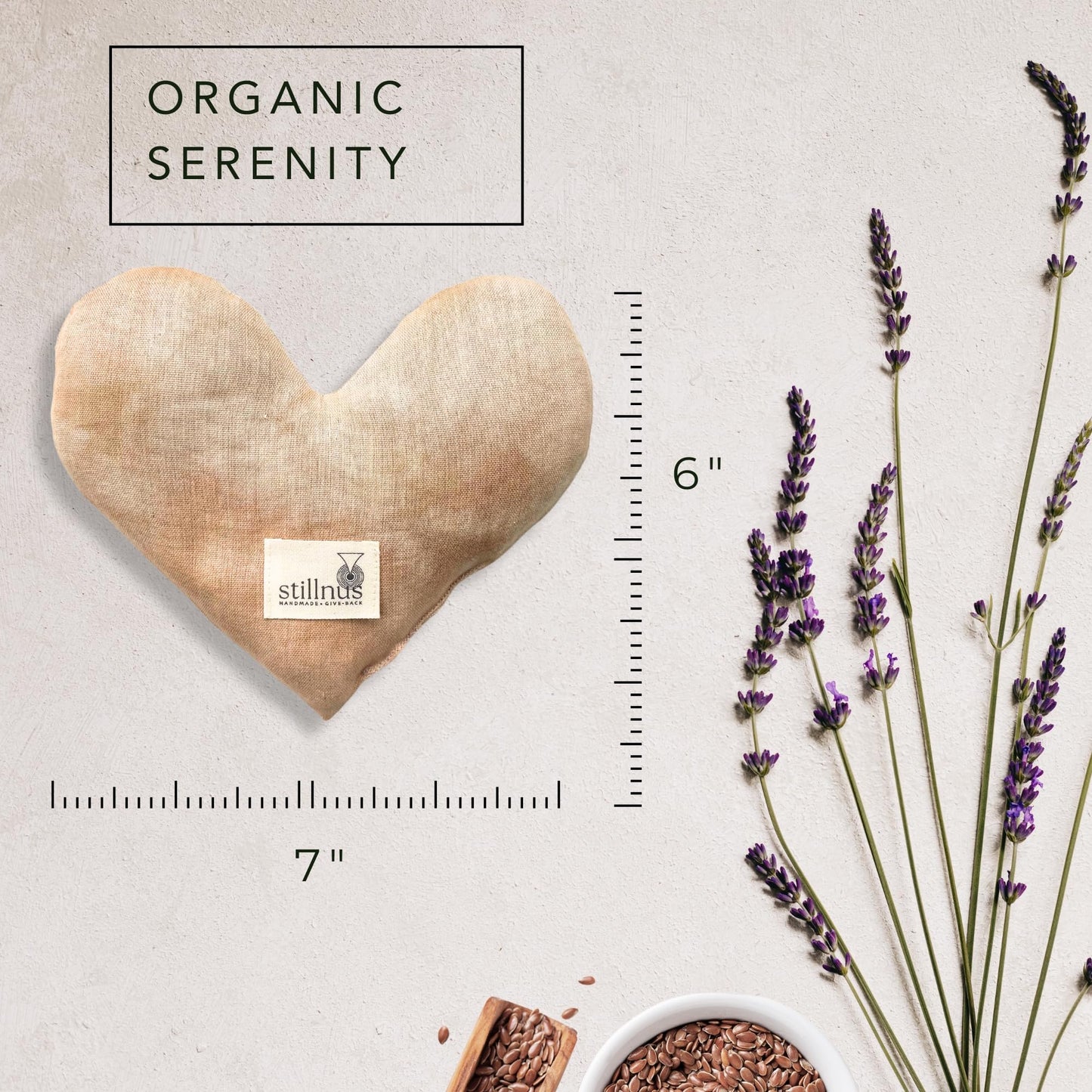 Stillnus Handcrafted Weighted Heart Eye Pillow - Bamboo Cotton with Organic Lavender & Flaxseed - Hot & Cold Relaxation, Ready-to-Gift Self-Care & Meditation Accessory