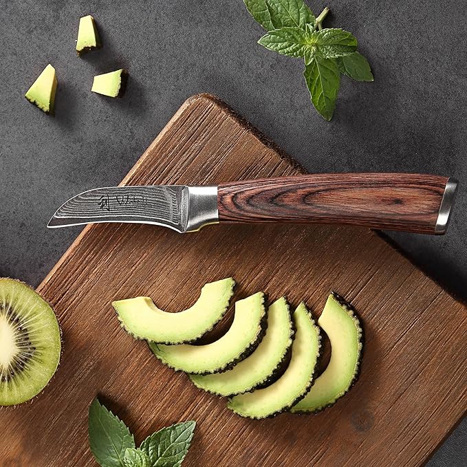 Wakoli EDIB Damascus Peeling Knife – 2.7-Inch Small Kitchen Knife for Fruits and Vegetables | Genuine Damascus Steel Blade with VG10 Core | Ergonomic Pakkawood Handle | Premium Knife in Gift Box