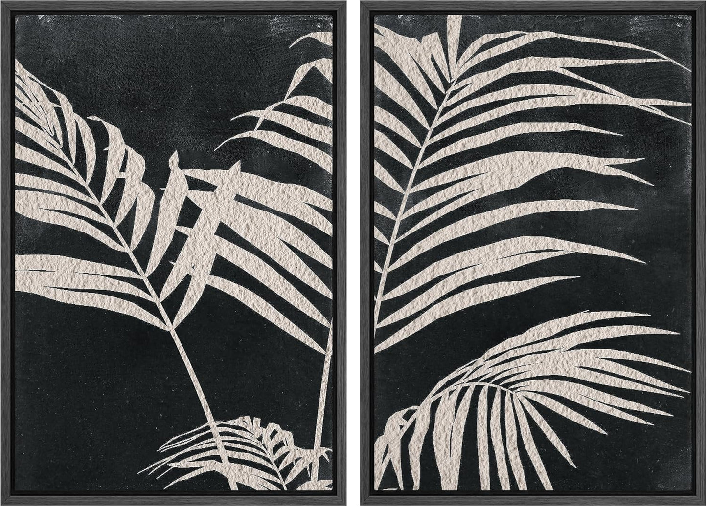 SIGNWIN Framed Canvas Print Wall Art Palm Leaf Print, Minimalist Wall Art, Black White Wall Art Prints for Living Room, Bedroom, Office - 16"x24"x2 Black