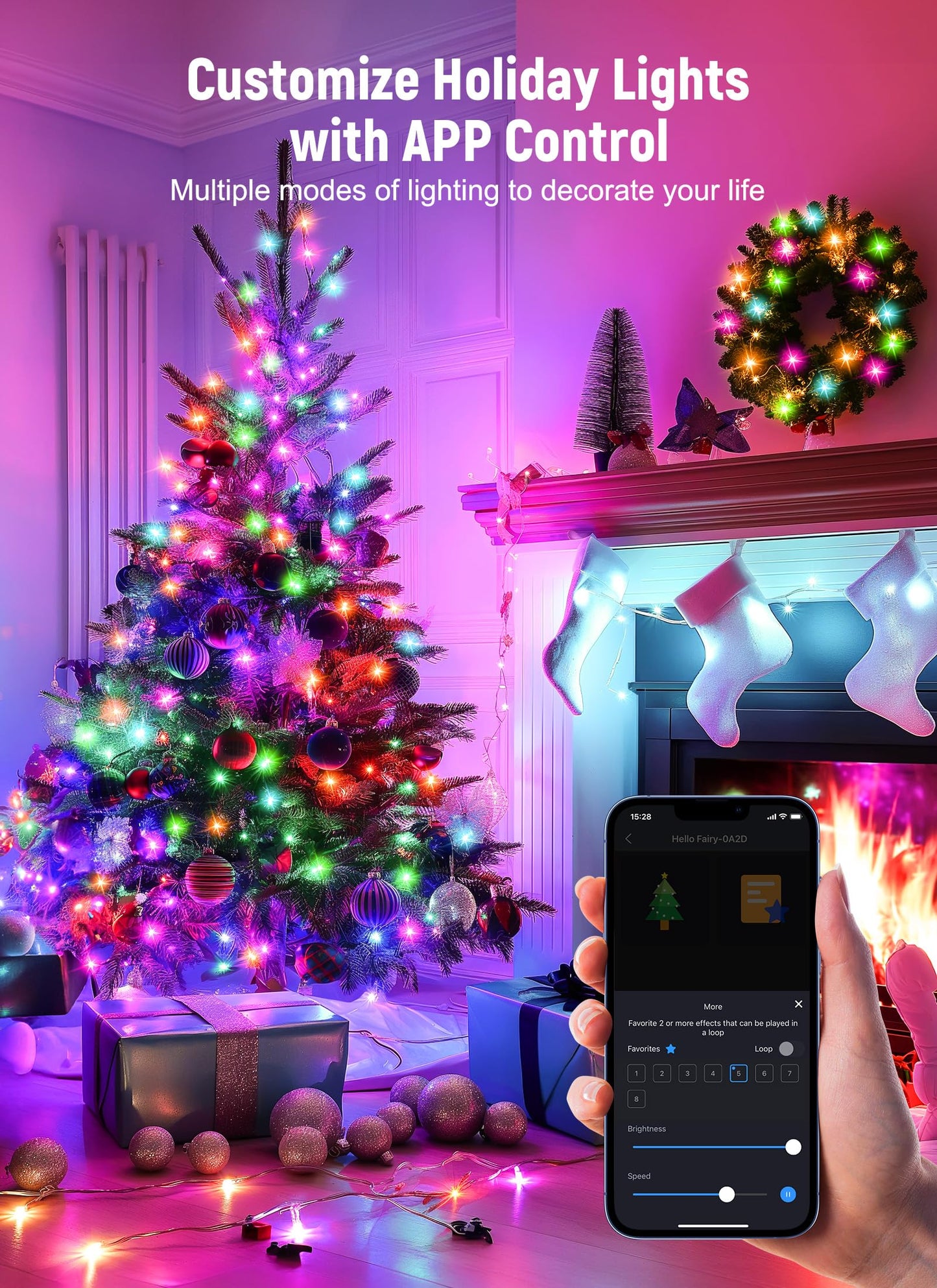 Brightown Smart Fairy Lights, 2 Pack 33FT 100LEDs, USB Bluetooth, Timer & Remote, 8 Modes, Multicolor