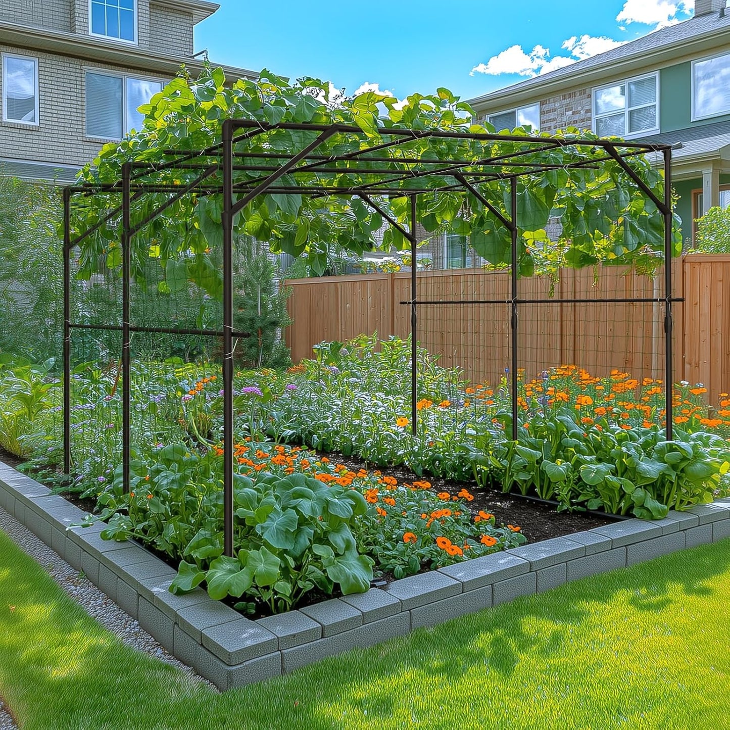 DoCred Tall Garden Arch Trellis for Climbing Plants, 79in Tall Metal Plant Support Trellis Archway for Climbing Vine Vegetable/Fruit/Flower Outdoor Yard Lawn Garden Arch Tunnel Trellis