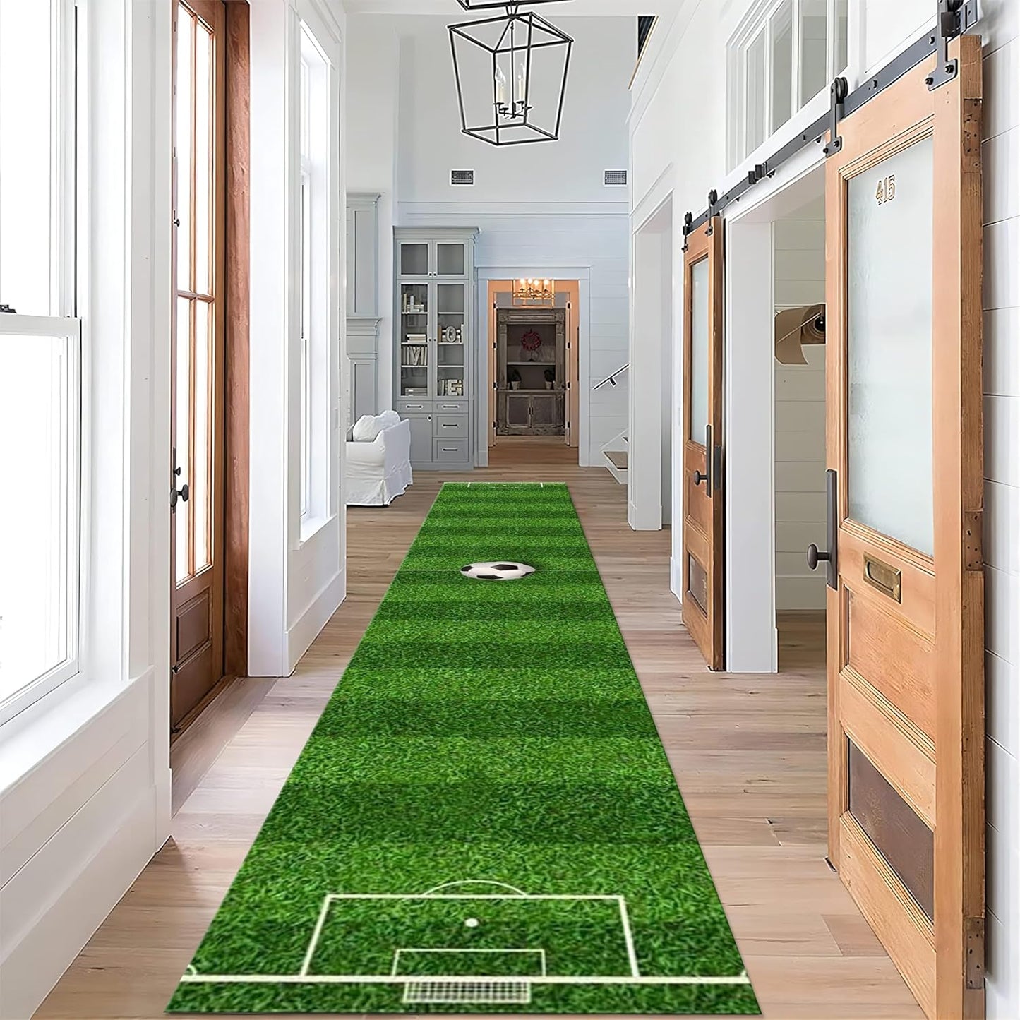 Football Game Area Rug for Living Room, 2x8ft, Soccer Sports Entryway Mat, Washable Durable High Traffic Rug, with Non Slip Backing Absorbent Carpets for Entryway Living Room