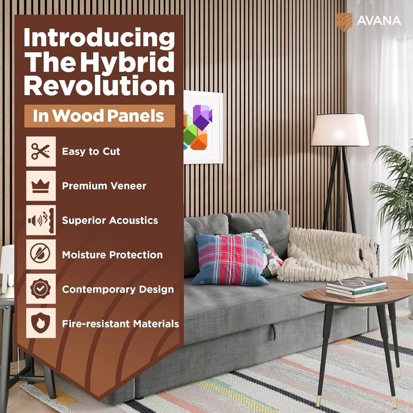 Avana Acoustic Wood Wall Panels – 94.4 X 12.6 Inch White Oak Acoustic Panels 2 PCs – Wall Panels For Interior Wall Decor For Homes, Offices, Studios – Sturdy And Durable Wood Panels For Wall