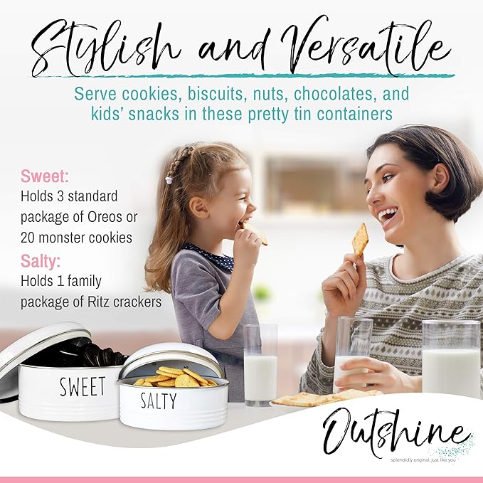 OUTSHINE Cookie Jar with Airtight Lids | Farmhouse Cookie Jar Antique Set of 2, Cookie Time Cookie Jar From Friends | Cookie Jars for Kitchen Counter | Decorative Vintage Snack Storage