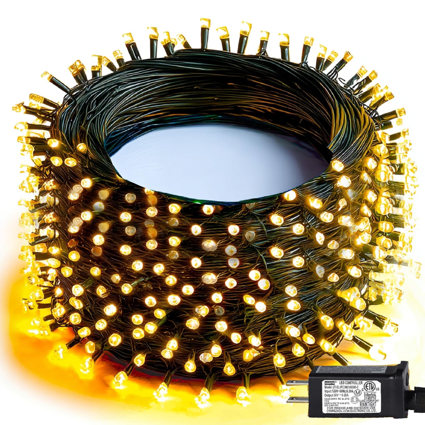 Dazzle Bright Christmas String Lights  600 Led 196 Ft Waterproof Green Wire String Lights With 8 Lighting Modes Timer  Christmas Decorations Outdoor For Party Yard Garden Xmas Tree Decor  Warm White