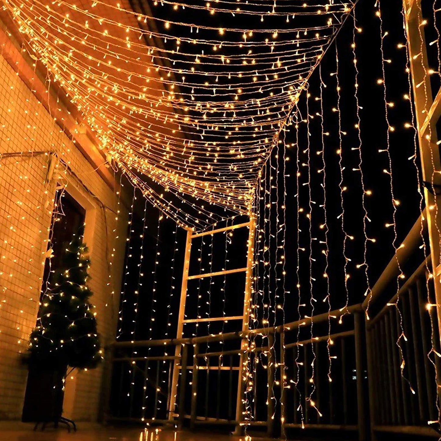 Magictec 300 LED Curtain String Light, 8 Modes, Plastic, Warm White, Model FD-2, Indoor/Outdoor Decorations