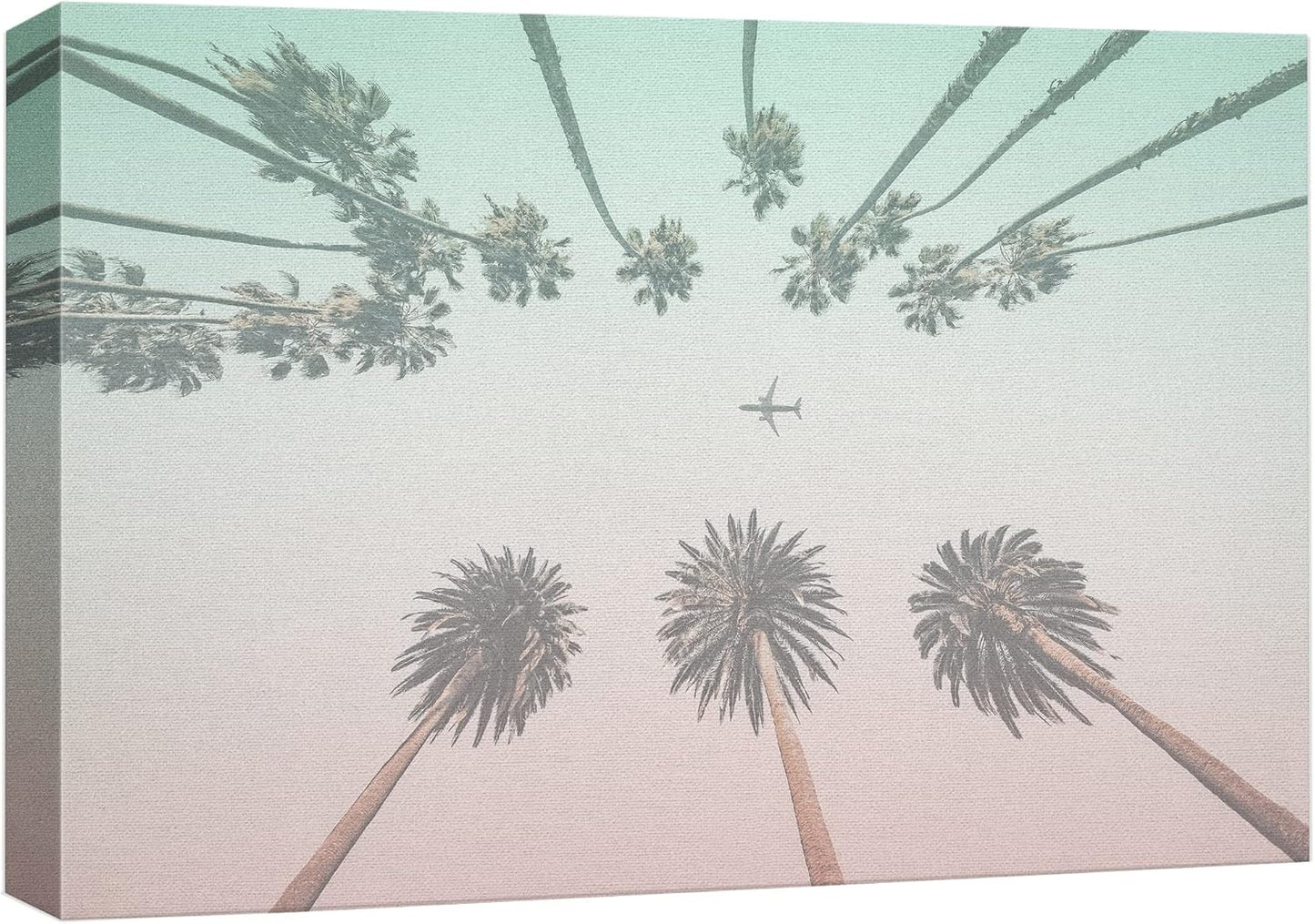 wall26 Canvas Print Wall Art Duotone Teal & Pink Los Angeles Palm Trees Architecture & Maps Cities Photography Realism Scenic Colorful for Living Room, Bedroom, Office - 16"x24"
