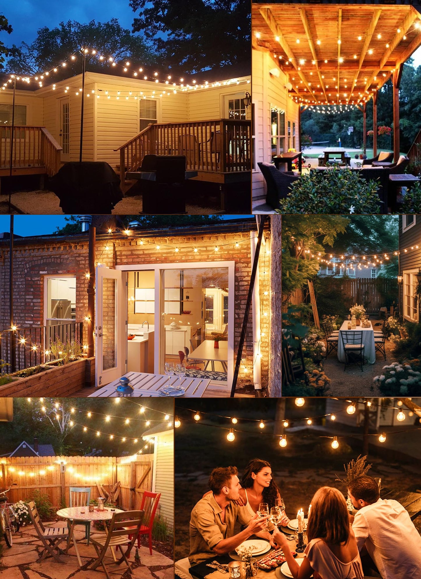 Brightown Led Outdoor String Lights - 150Ft With 75 Dimmable Edison Bulbs, Waterproof Black Connectable Patio Lights For Party & Christmas