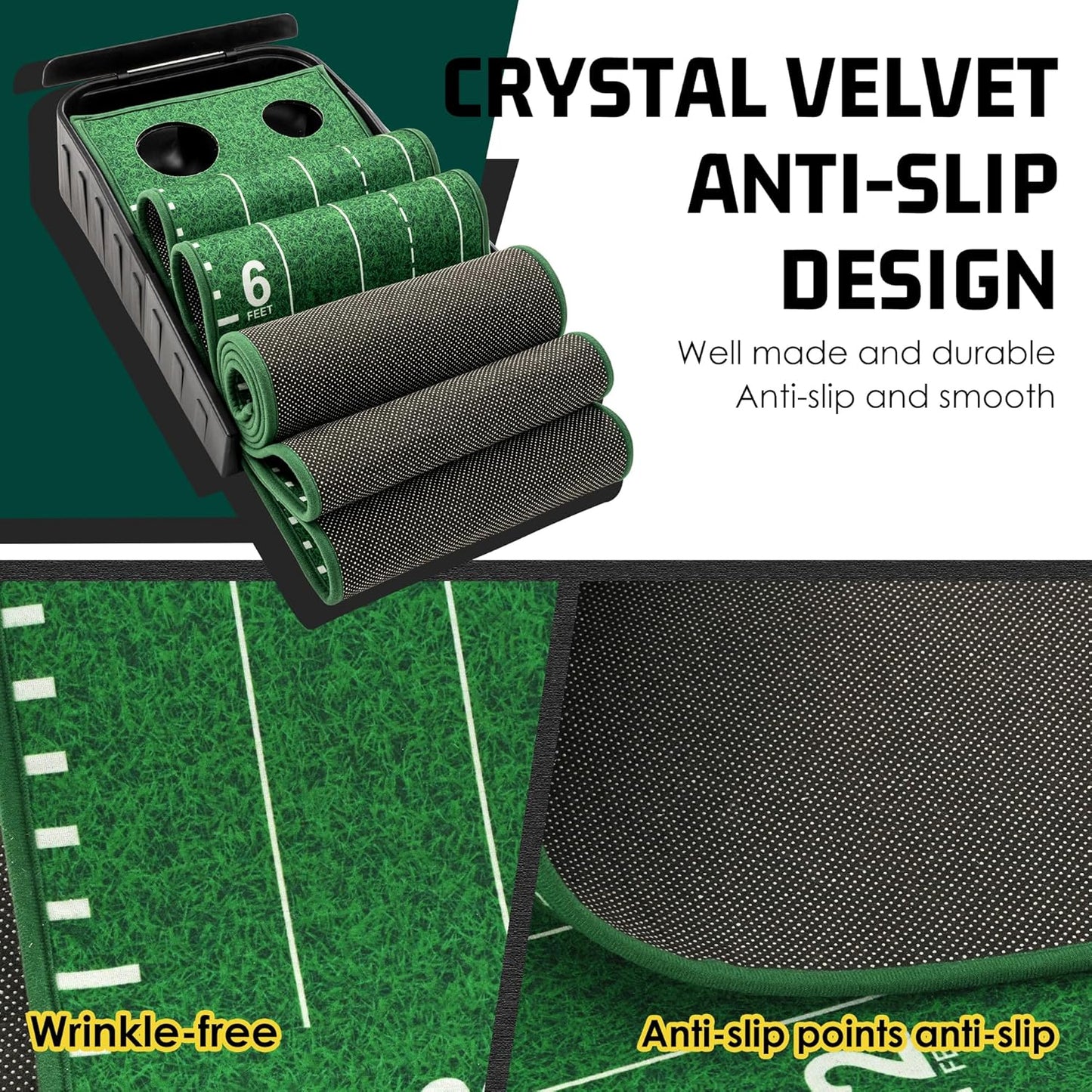 ropoda 9ft Upgraded Golf Putting Green, Portable Putting Mat for Home and Office with Update Auto Ball Return Function, Golf Practice Putting Mat Aid for Indoor and Outdoor Use