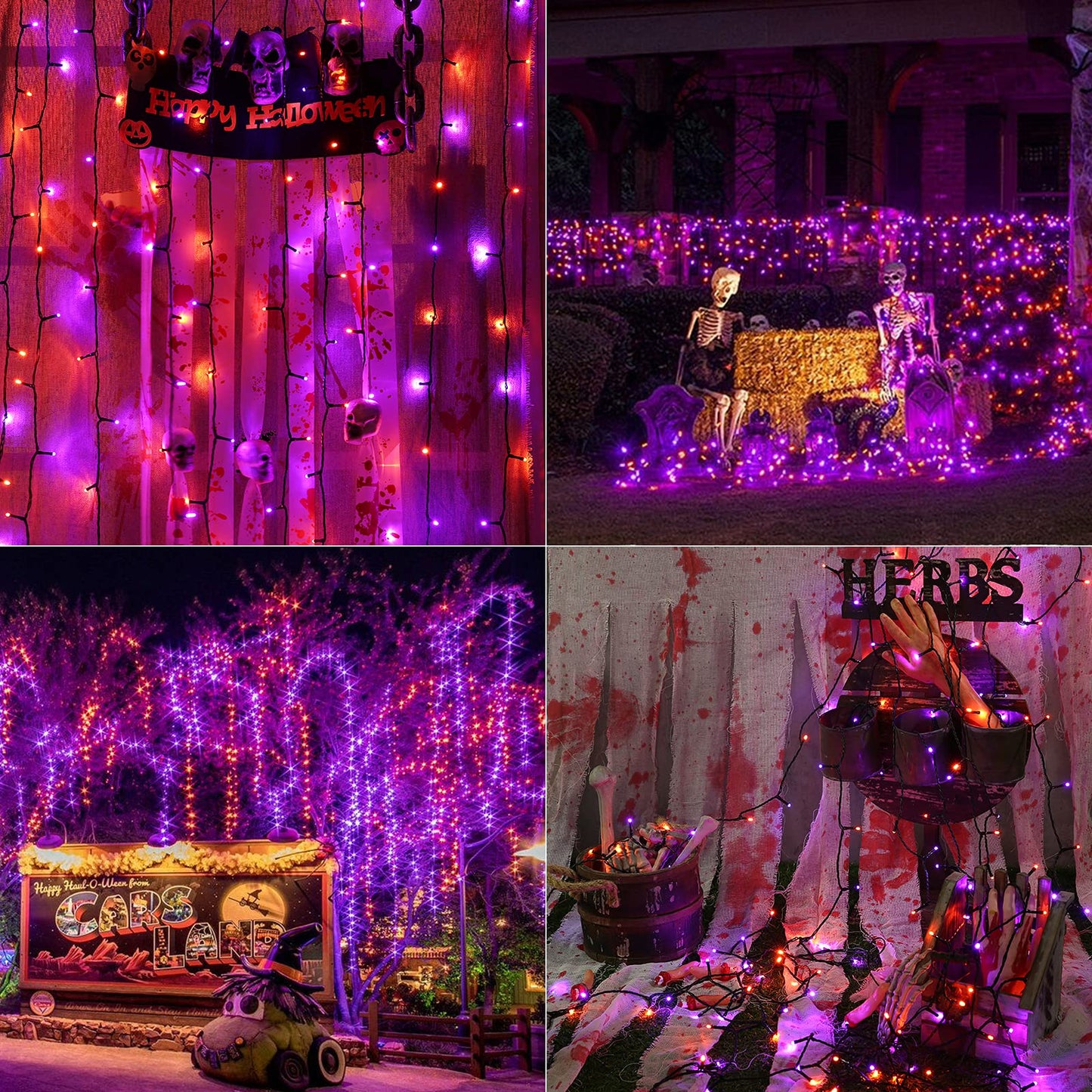 Joomer 500 Led Halloween String Lights - Orange Purple, Waterproof, 8 Modes, 174Ft, Perfect For Indoor Outdoor Decorations
