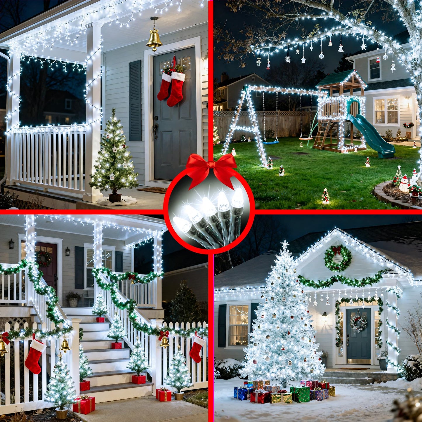 750 Led 240Ft Christmas String Lights Outdoor  12 Pro Modes And Timer Memory & Brightness  Plug In Waterproof Dark Green Wire Twinkle Light For For Xmas Yard Tree Wedding Party Decor (Cool White)